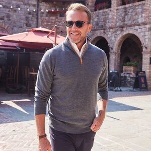 Collars & Co | Cashmere Touch Merino 1/4 Zip | Charcoal | XL